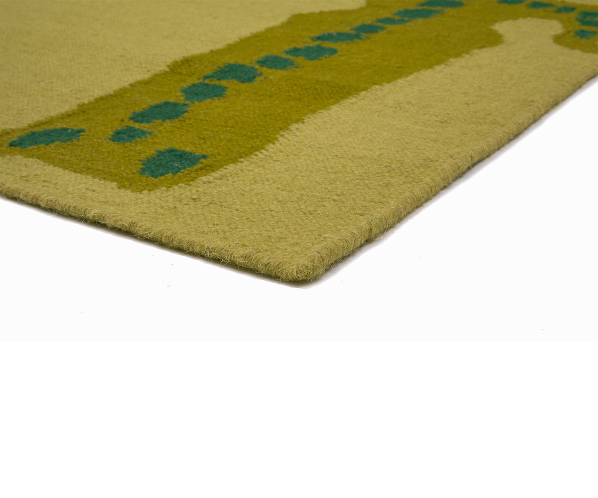 Cold Picnic | Crocodile Flatweave Rug - Avocado