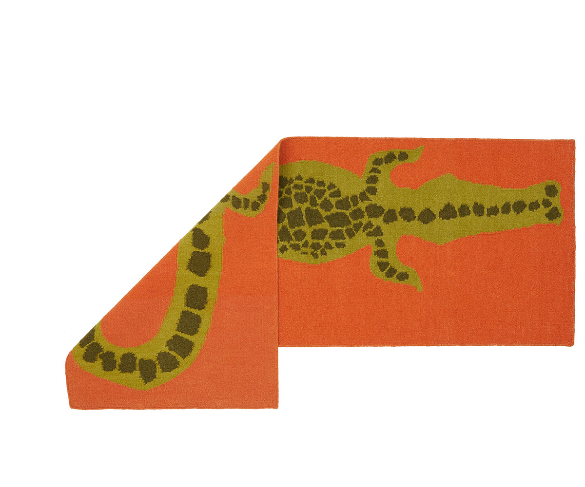 Cold Picnic | Crocodile Flatweave Rug - Tomato