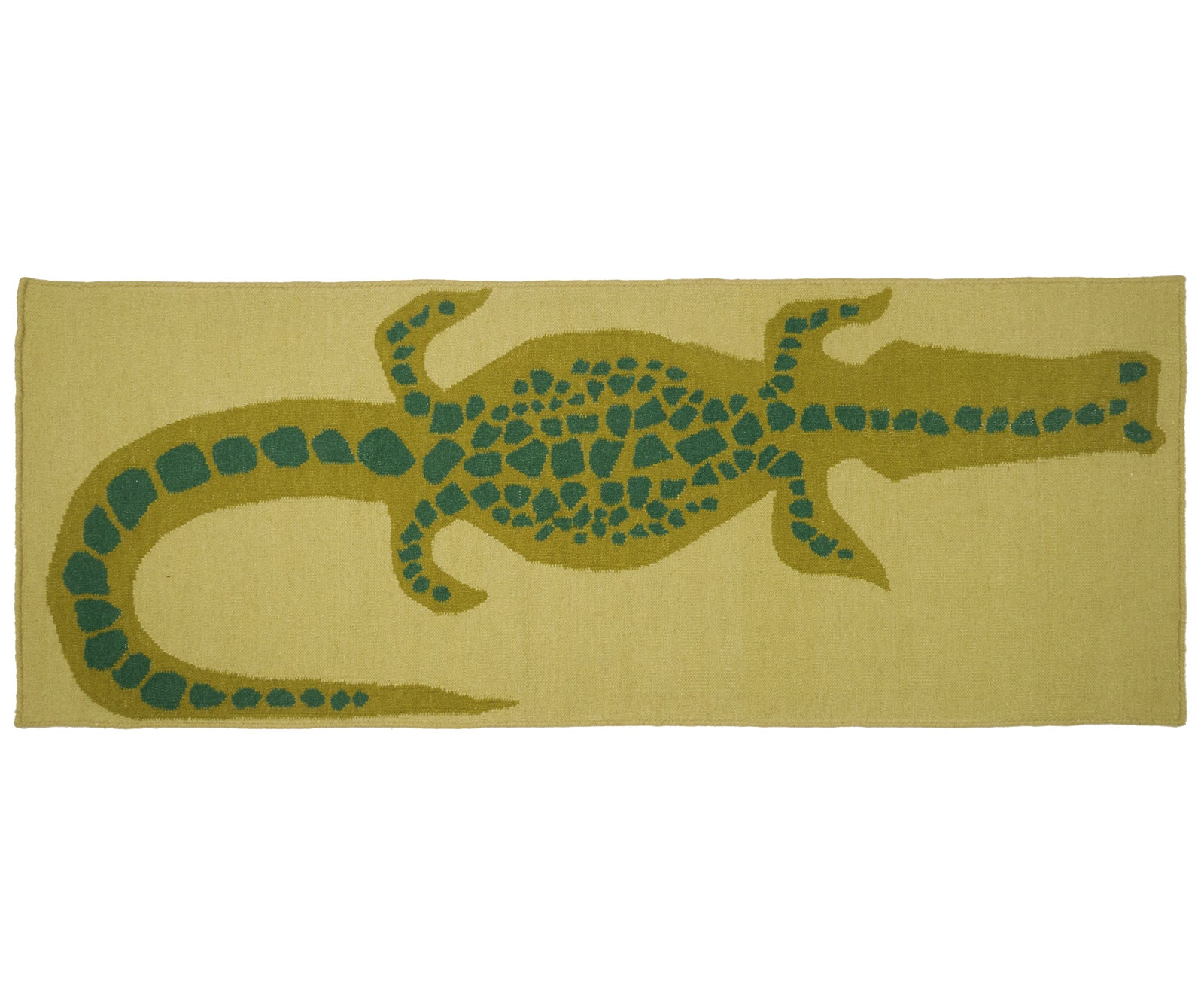Wool Flat Weave Crocodile Runner - Avocado