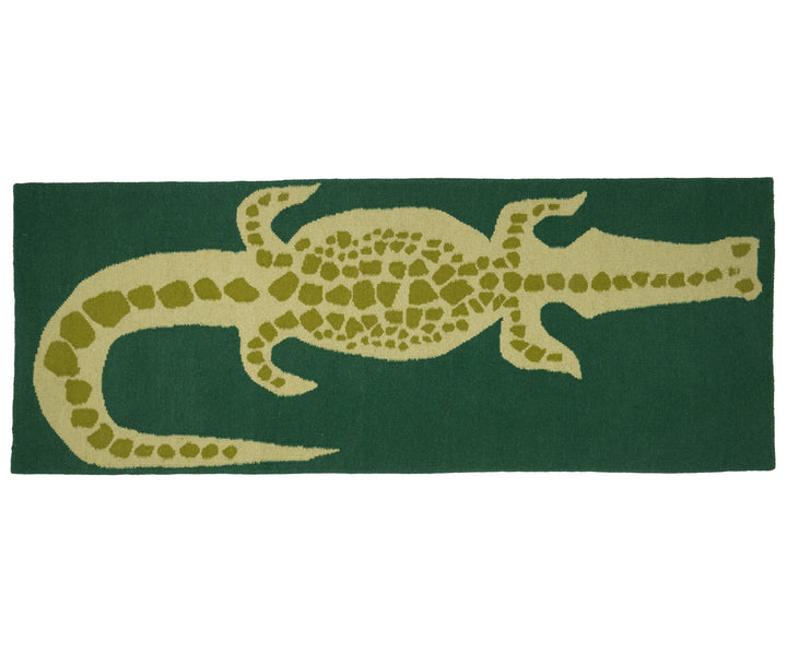 PREORDER Wool Flat Weave Crocodile Runner - Dark Emerald