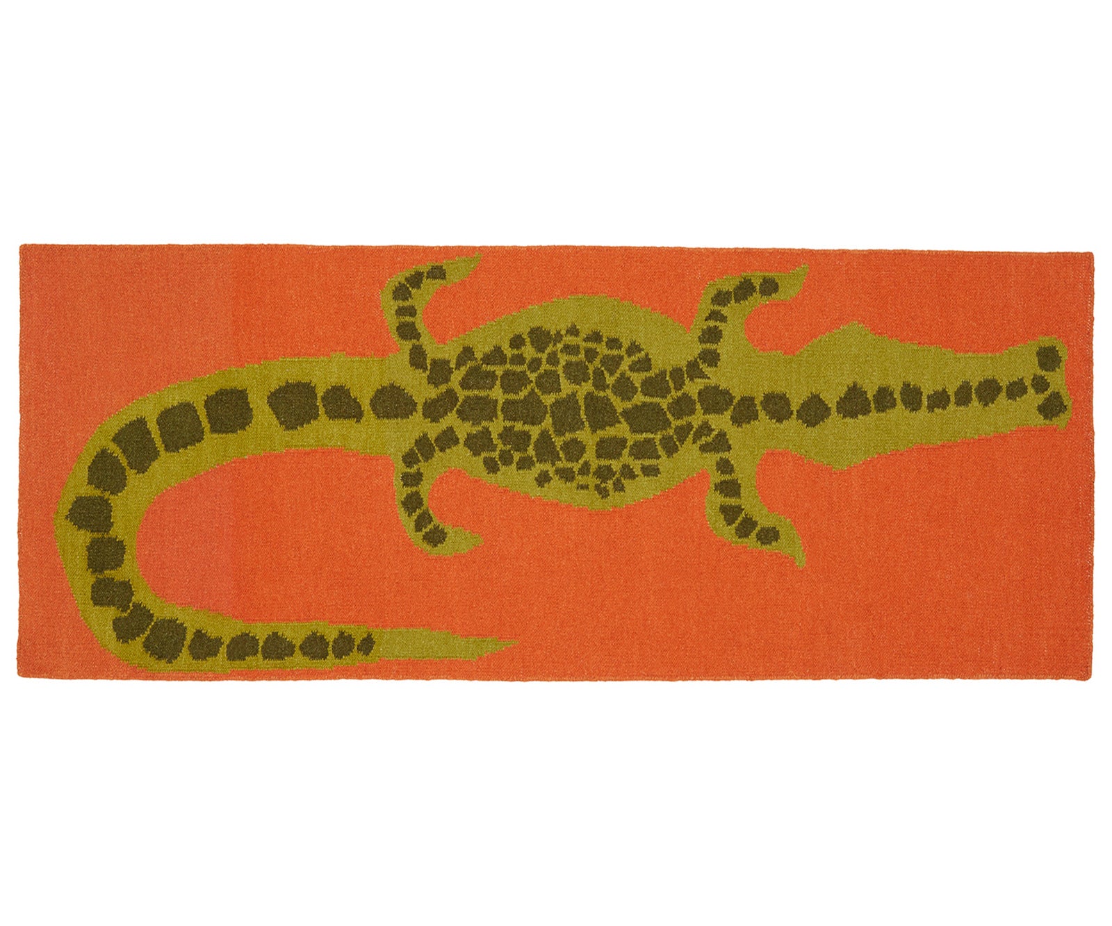 Wool Flat Weave Crocodile Runner - Tomato