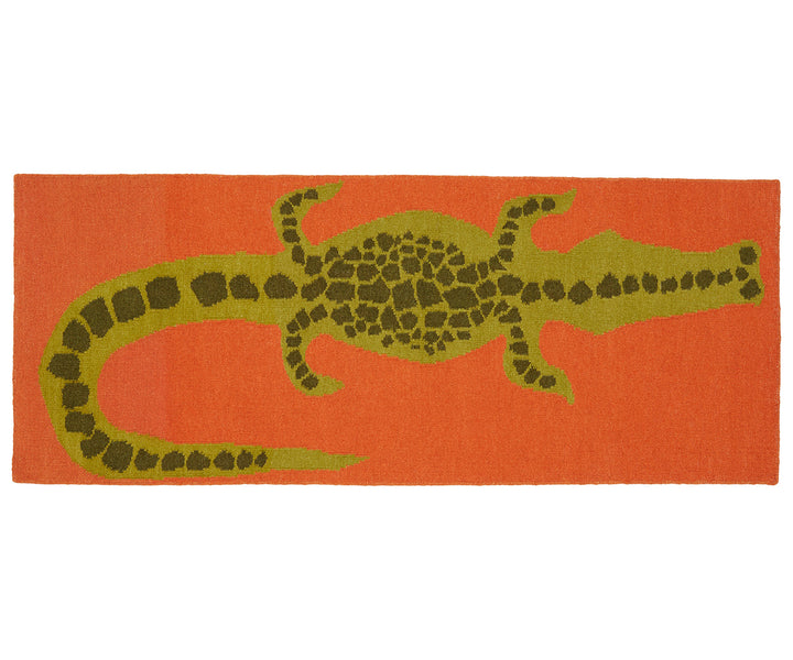 Wool Flat Weave Crocodile Runner - Tomato